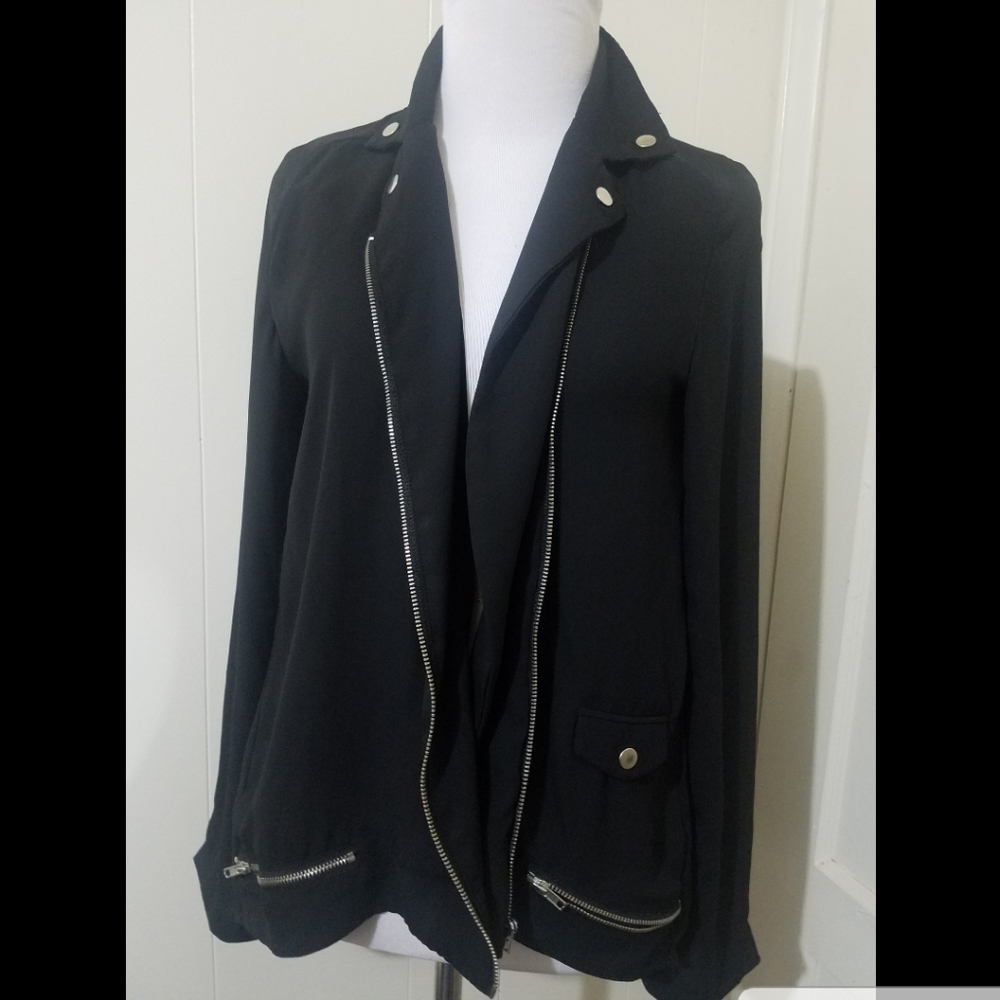 Joan Vass black sheer blazer